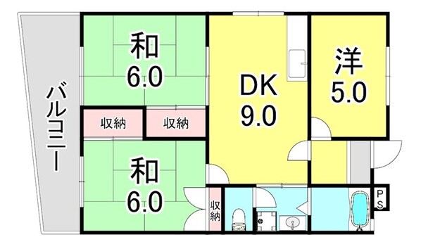 落合ハイツ A棟の物件間取画像